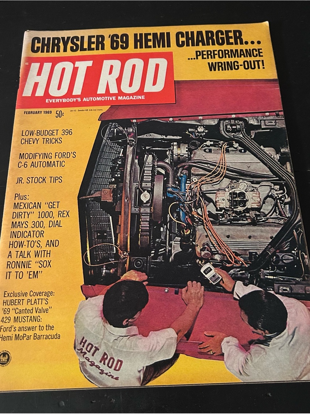 Hot Rod Magazine February 1969 Chrysler Hemi Charger 429 Mustang Chevy 396 C-6